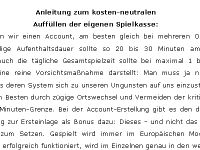 Anleitung zum kosten-neutralen Auff�llen der eigenen Spielkasse: