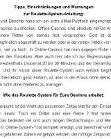 Tipps, Einschr�nkungen und Warnungen zur Roulette-System-Anleitu