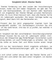Vergleich lohnt: Riester Rente - 231 W�rter