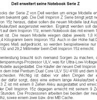 Dell erweitert seine Notebook Serie Z - 265 W�rter