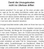 Damit die Umzugskosten nicht ins Uferlose driften - 350 W�rter