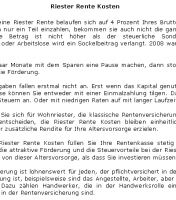 Riester Rente Kosten - 218 W�rter