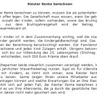 Riester Rente berechnen - 215 W�rter