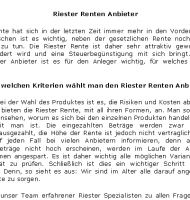 Riester Renten Anbieter - 234 W�rter