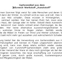 Gartenm�bel aus dem Allzweck-Werkstoff „Kunststoff“ 
