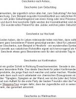 Textpaket - 593 W�rter - Geschenke nach Anlass (Kosmetikshop)