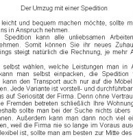 Der Umzug mit einer Spedition - 294 W�rter