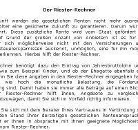Der Riester-Rechner - 193 W�rter