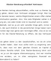 Riester-Beratung erfordert Vertrauen - 189 W�rter