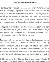Der Riester Banksparplan - 227 W�rter