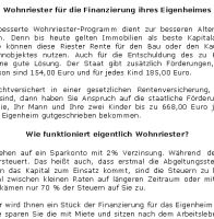 Wohnriester f�r die Finanzierung ihres Eigenheimes - 215 W�rter