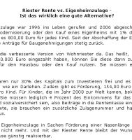 Riester Rente vs. Eigenheimzulage - Ist das wirklich eine gute A