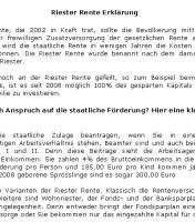 Riester Rente Erkl�rung - 227 W�rter