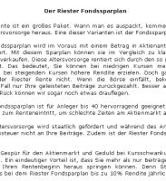 Der Riester Fondssparplan - 218 W�rter